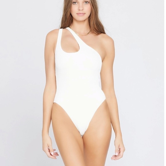 NWT L*SPACE Ribbed Phoebe One Piece Swimsuit Cream - Picture 1 of 11
